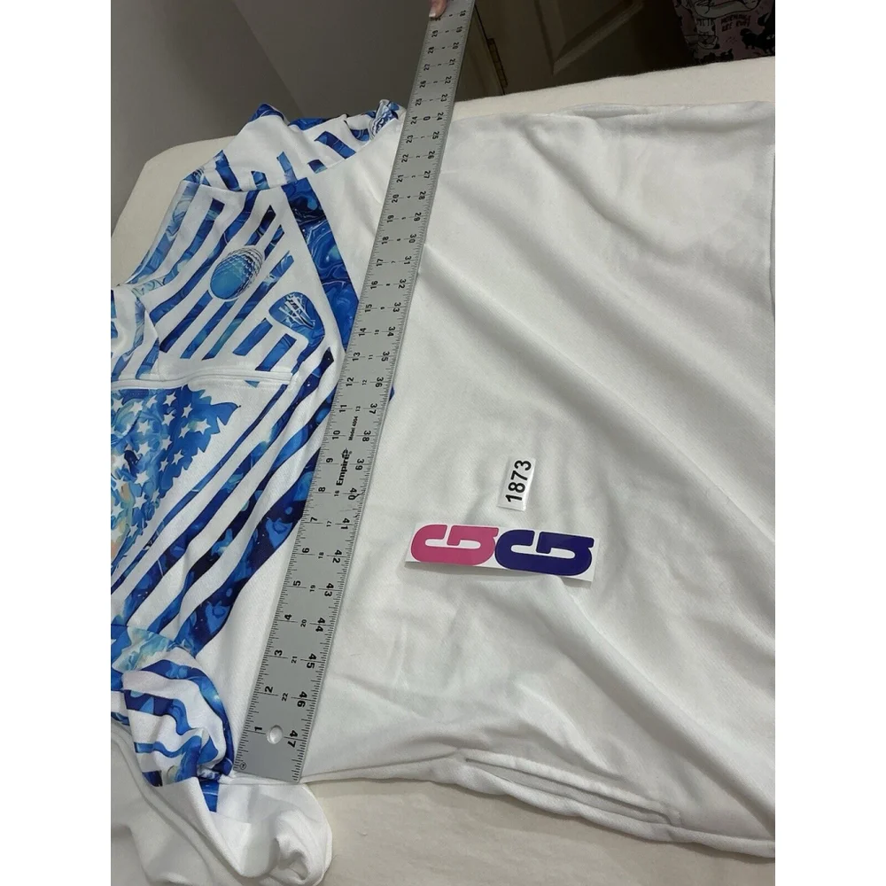 Men’s White Pullover Long Sleeve 1/4 Zip Golf Logo Shirt XL